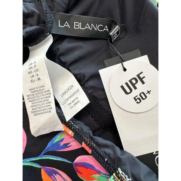 La Blanca UPF 50+ One Piece Size 4 Padded Adjustable Straps NWT Full Bottom